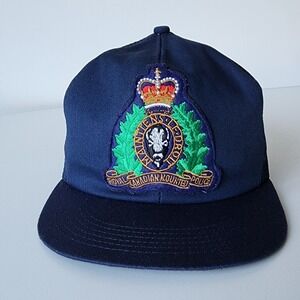 VTG Royal Canadian Mounted Police‎ Hat Snapback Trucker Cap Patch Mesh 80s Blue
